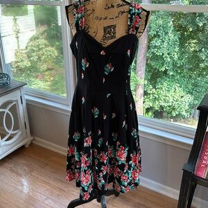 Black Floral Dress XL by Mixinni